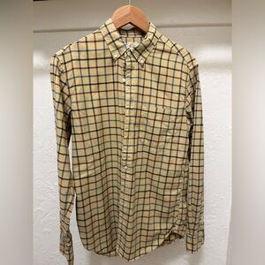 J. Crew beige/tan plaid lightweight flannel button down long sleeve shirt.